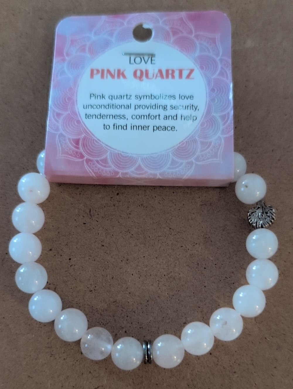 Pink Quartz Bead Stretch Bracelet with Silver Accents